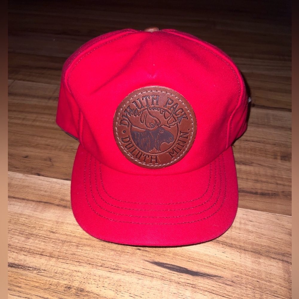 Vintage DULUTH PACK Oil Tin Cloth Strapback Cap Baseball Hat Red